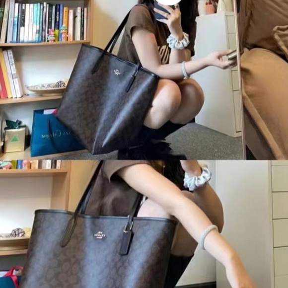 Coach shoulder Tote signature city brown and black 5696 - Picture 11 of 12